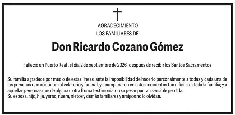 Ejemplo de esquela de agradecimiento