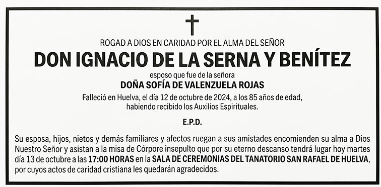 Esquela de ejemplo de Huelva Información